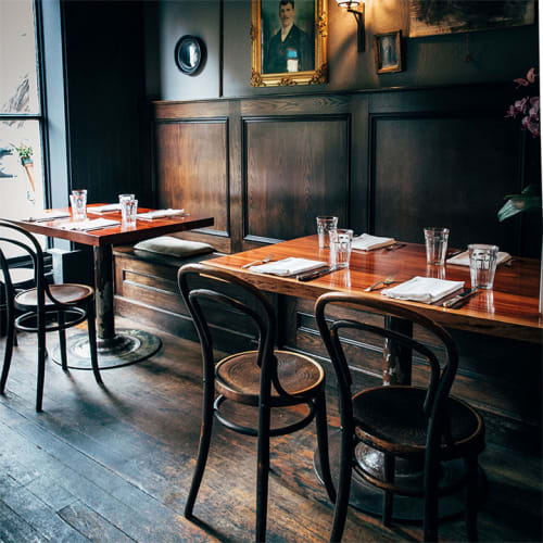 Red Eucalyptus Tables | Tables by Ghostown Woodworks by Rusty Dobbs | Bull Valley Roadhouse in Port Costa