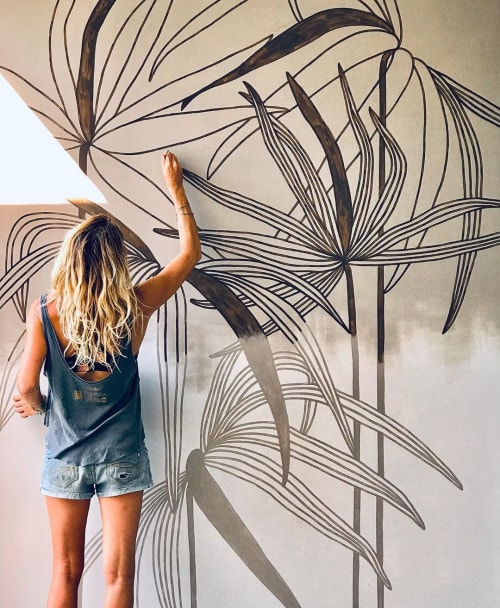 Custom Tropical Palm Leaf Mural | Murals by pepallama