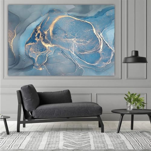 Blue and Gold Acrylic Painting | Paintings by Debby Neal Arts