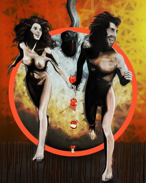 Adam and Eve's Escape | Paintings by Russ Snedker | Bridport Vintage Market in Bridport