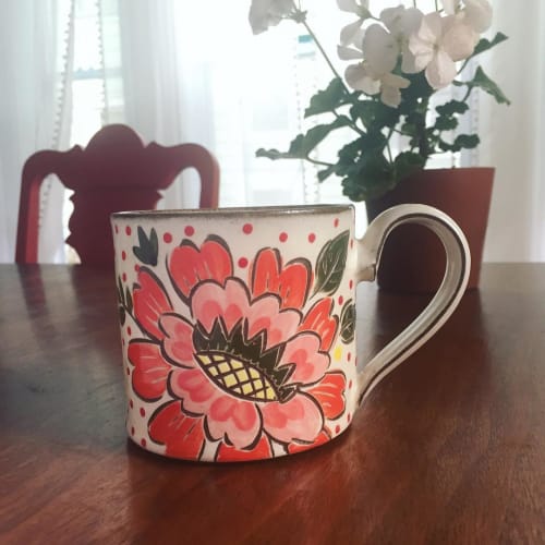 Handmade Mug with Pink Flower | Cups by Colleen McCall