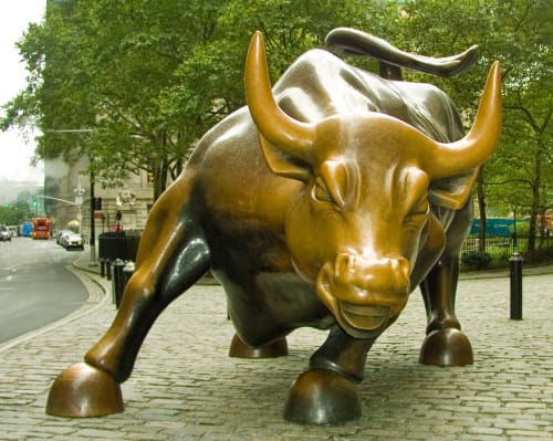 Charging Bull | Public Sculptures by Arturo Di Modica | Charging Bull, Broadway, New York in New York