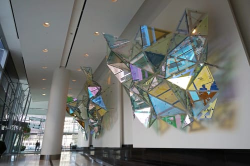 Glass Hexagonal Pertubation- Hat Trick | Sculptures by Christian Eckart | Centennial Place in Calgary