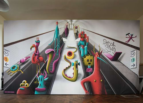 Subway for the Adidas ‘ Corner | Street Murals by Nicolas Barrome | Citadium in Paris