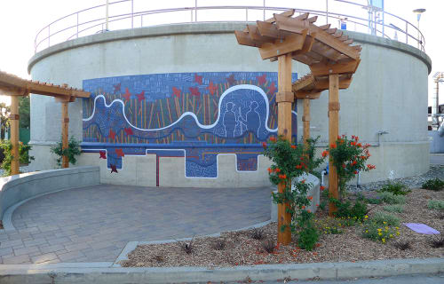 Riding The Currents | Street Murals by Martin Webb | Regional Water Quality Control Plant and Household Hazardous Waste Station. Palo Alto, CA. in Palo Alto