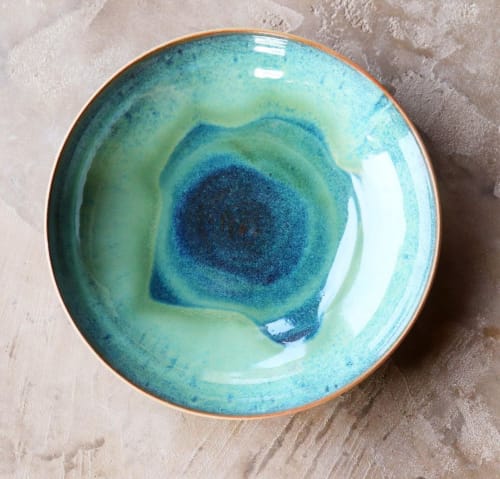 Shallow Bowl in Lagoon Glaze | Tableware by Ceramics by Charlotte | Ceramics by Charlotte in Maffe