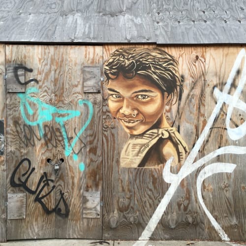 Native Girl | Street Murals by LMNOPI | Crown Heights, Brooklyn in Brooklyn