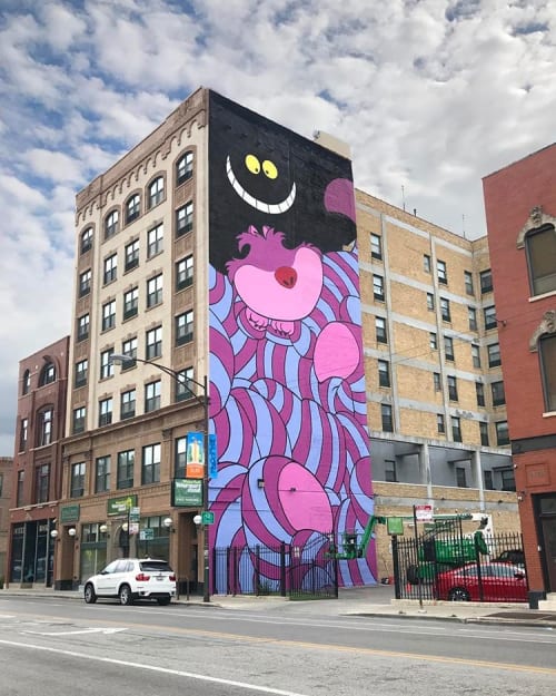 Cheshire Cat | Murals by Jerkface | Lewis Towers in Chicago