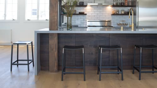 Fyrn De Haro Backless Counter Stool - Char BL, Copper Bronze | Chairs by Fyrn | The Box Factory in San Francisco
