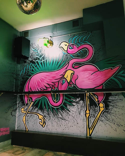 Flamingos Mural | Murals by Frankie Strand | Ladies and Gentleman in London