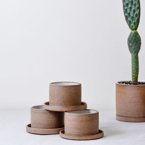 Brown Speckled Stone Planters | Vases & Vessels by Stone + Sparrow Studio