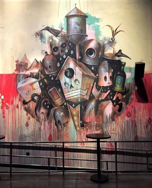 Robots and Bird Houses | Murals by Johnny Rodriguez aka KMNDZ | House of Blues Anaheim in Anaheim