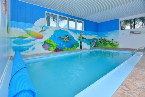 Pool wall mural | Murals by Darina Denali | Auckland North Shore Motels & Holiday Park in Auckland
