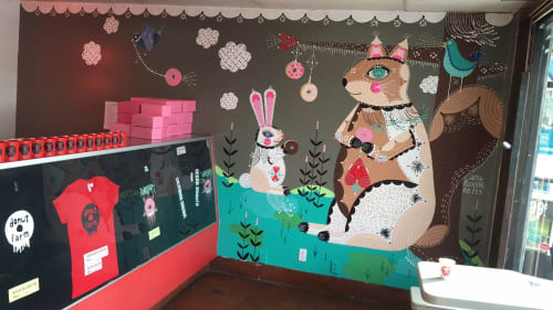 The Donut Farm Mural | Murals by Bunnie Reiss | Donut Farm Los Angeles in Los Angeles