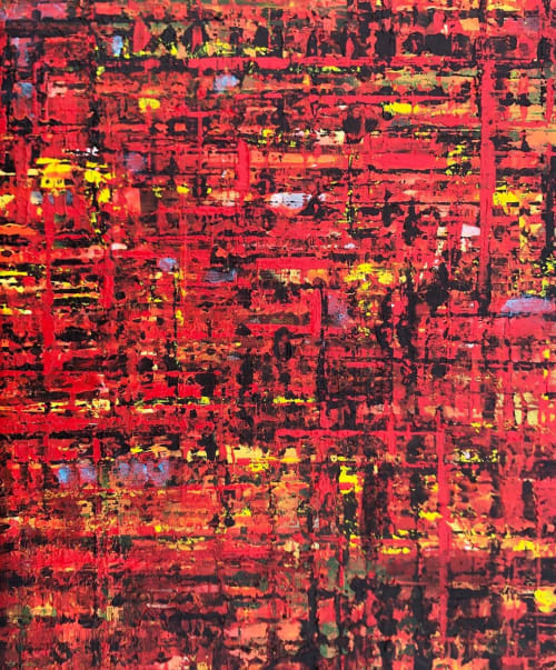 Red Textured Modern Painting | Oil And Acrylic Painting in Paintings by KARDIMAGO