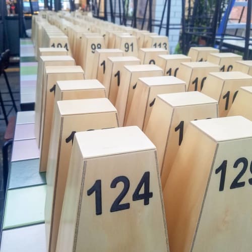 Table Numbers | Furniture by Oak & Hide | The Boundary Hotel in West End