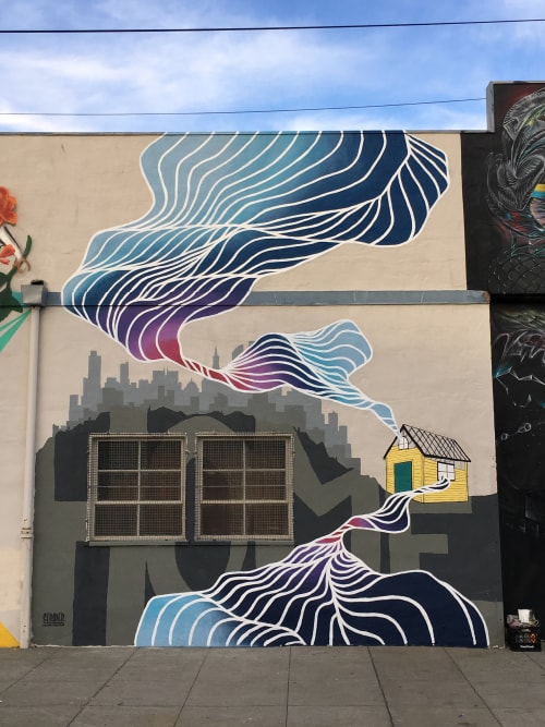 Building Home | Street Murals by Strider Patton | Egbert Avenue, San Francisco, CA in San Francisco