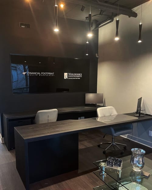 Custom Reception Desks | Tables by Toncha Hardwood | Financial Footprint Wealth Management in Vancouver