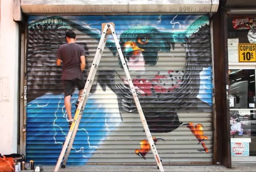 Peregrine Falcon | Street Murals by Damien Mitchell | 752 St Nicholas Ave in New York