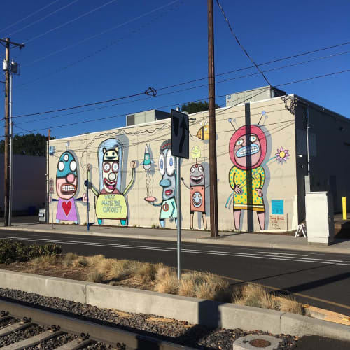"The Curiosity Mural" | Street Murals by Gary Hirsch (botjoy) | SE 17th Ave & Rhine St MAX Station in Portland