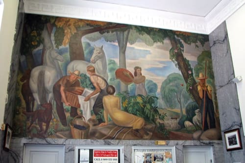 Huckleberry Frolic | Murals by J. Theodore Johnson | United States Postal Service, Garden City, NY in Garden City