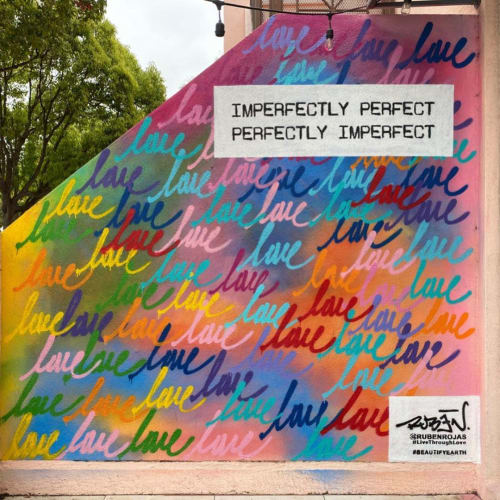 Imperfectly Perfect | Street Murals by Ruben Rojas | Le Macaron French Pastries Santa Monica in Santa Monica