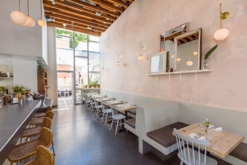 Distressed Plaster in Dusty Rose | Wall Treatments by Alexis Gourguechon | Botanica Restaurant & Market in Los Angeles