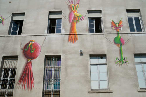 Birds Mural | Street Murals by Nicolas Barrome | College Anatole-bailly in Orléans