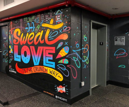 Sweat Love | Murals by Jason Naylor | Crunch Fitness - Park Slope in Brooklyn
