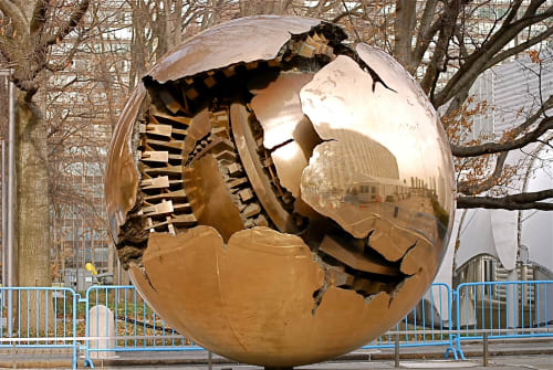 Sphere within Sphere | Sculptures by Arnaldo Pomodoro | United Nations, NY in New York