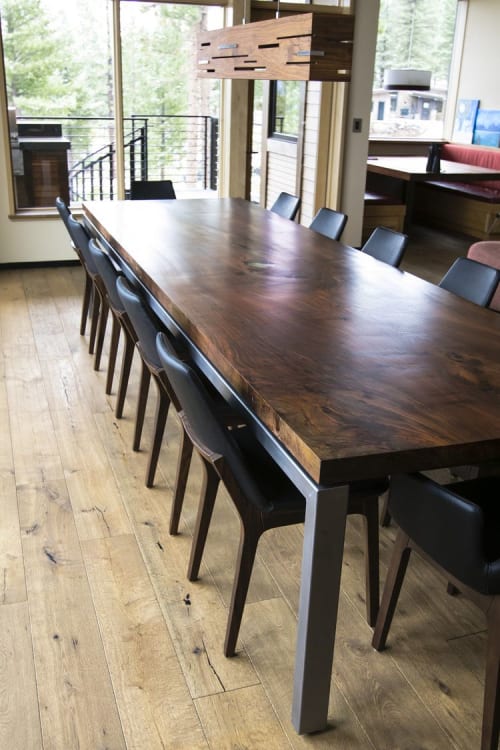 Custom Rectangle Walnut Dining Table by Mez Works Furniture seen at Private Residence, Truckee