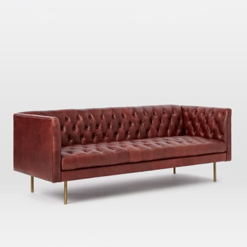 Modern Chesterfield Leather Sofa by West Elm seen at The Joshua Tree