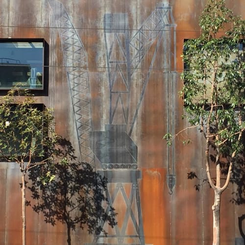 Steel Crane Mural | Sculptures by Alexis Laurent | The Pearl in San Francisco