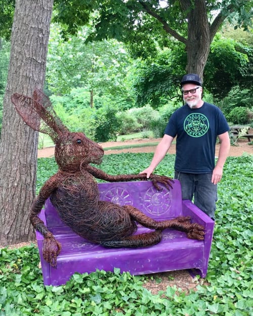 I’m Hare Now | Public Sculptures by Josh Brooke Coté | Grovewood Village in Asheville