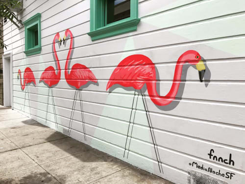 Flamingo | Murals by fnnch | Media Noche Restaurant in San Francisco