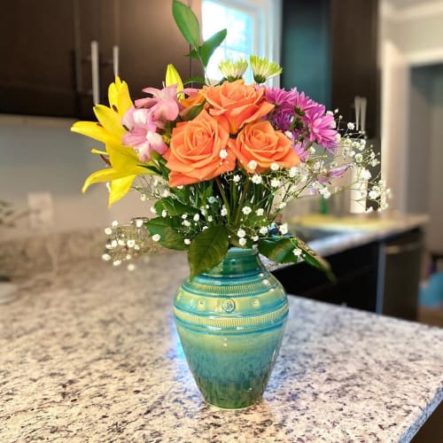 Turquoise Handcrafted Vase | Vases & Vessels by Swindell Pottery