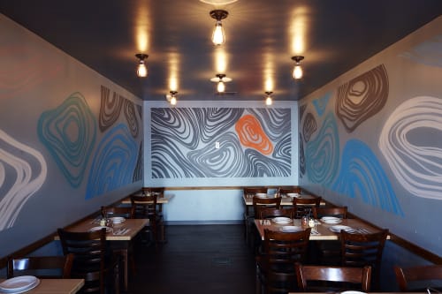 Waves Mural | Murals by VESL | Blue Line Pizza, Los Gatos in Los Gatos