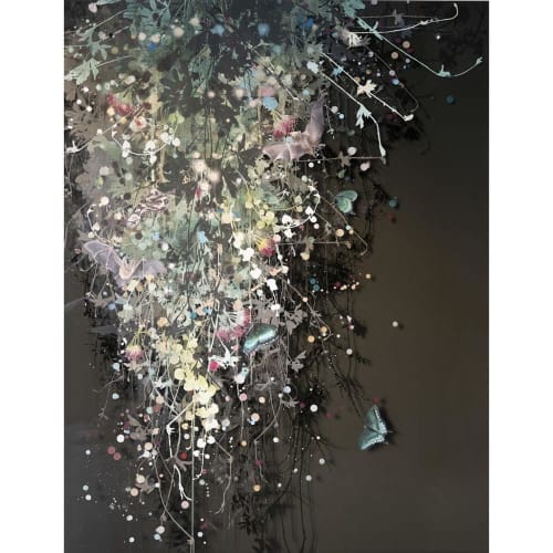 Nocturnal Pollination | Oil And Acrylic Painting in Paintings by Cara Enteles Studio