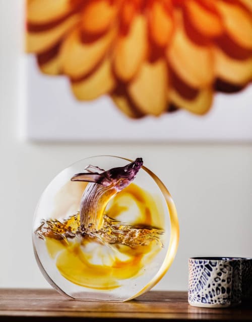 Crystal Whale Sculpture "Love all Humankind, Honor the Heave | Sculptures by Lawrence & Scott