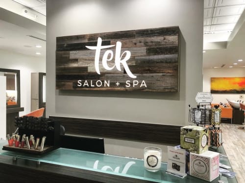 Wood Sign | Signage by Mikala Taylor Made | TEK Salon + Spa in Costa Mesa