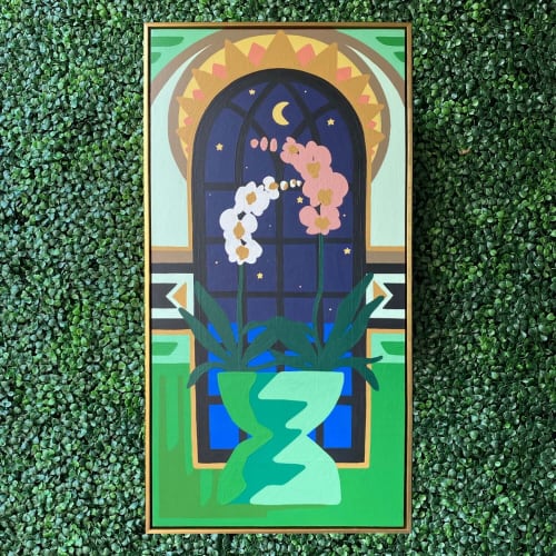 Orchids at Midnight | Paintings by Leslie Phelan Mural Art + Design