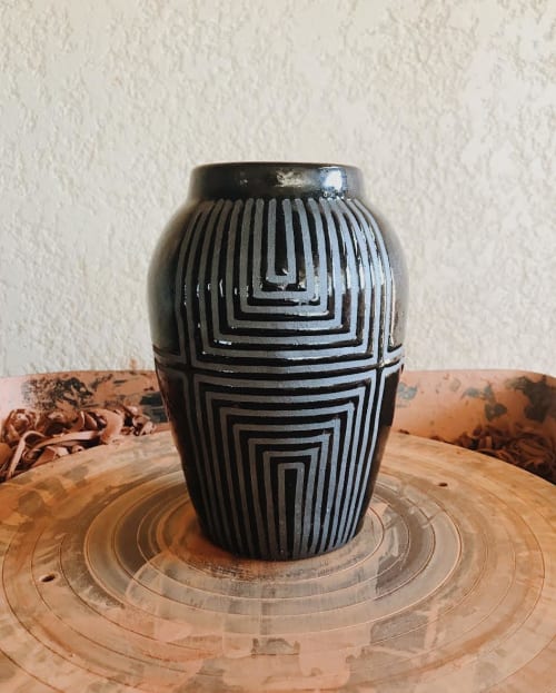 Striped Vase | Vases & Vessels by ZZIEE Ceramics | Independent Lodging Congress, in the William Vale NYC in Brooklyn