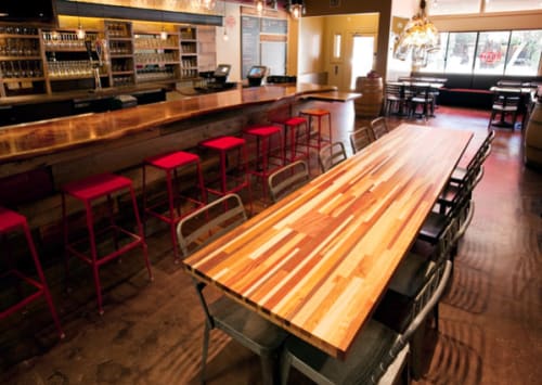 Communal Table from Laminated Strips of Wood | Tables by Conor Mehan | Roam Artisan Burgers in San Francisco