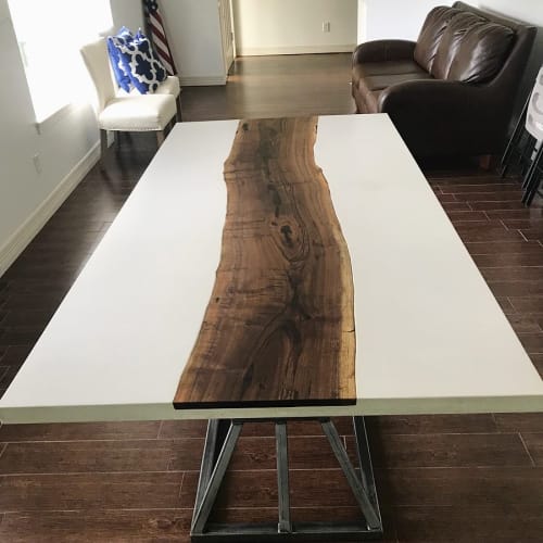 Concrete & Walnut Dining Table | Tables by KonKrete Designs | Private Residence, McKinney, TX in McKinney