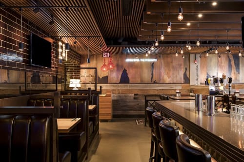 Copper Patina Wall Panels | Wall Treatments by New Format | Browns Socialhouse Mount Royal Village in Calgary