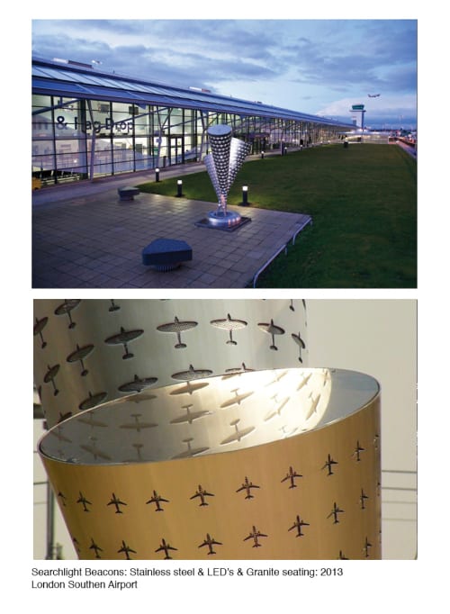 Searchlight Beacons | Sculptures by John Atkin | London Southend Airport in Southend-on-Sea