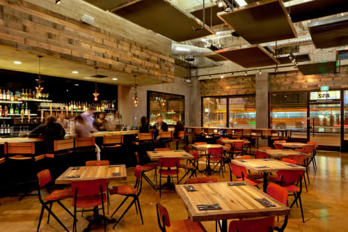 Wood Cladding For Bar And Entrance Wall Facades | Wall Treatments by District Mills | Umami Burger in Los Angeles