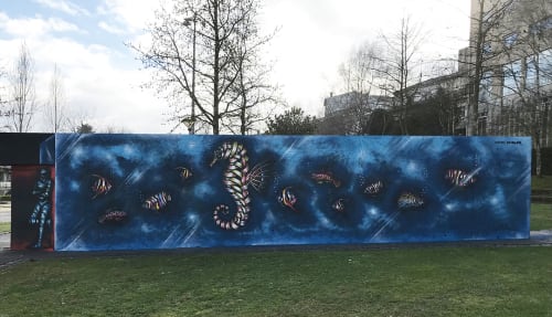 Tiger, Aquarium and Security Guy | Street Murals by Otto Schade | Parque da Cidade do Porto in Porto