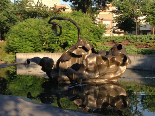 Quantum Leaf | Public Sculptures by Sally Pettus | Principal Riverwalk, Asian Cultural Temple, Eastbank in Des Moines