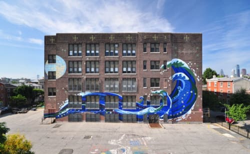 "Reading the Flow” | Street Murals by Eurhi Jones | Bodine High School for International Affairs in Philadelphia
